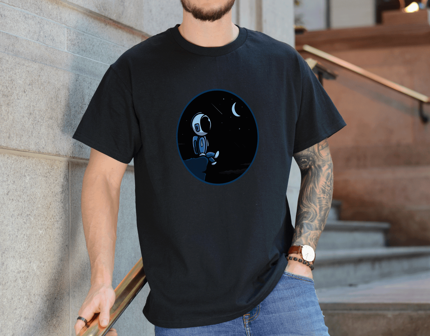 Astronaut Moonlight T-Shirt – Space Dreamer Tee