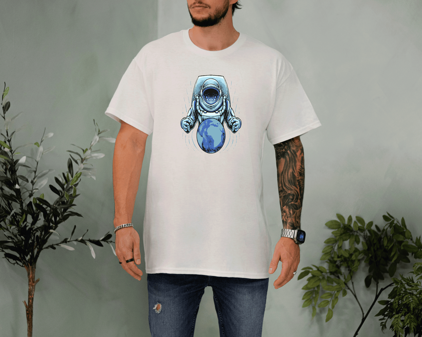 Astronaut Galaxy T-Shirt – Blue Cosmic Space Tee
