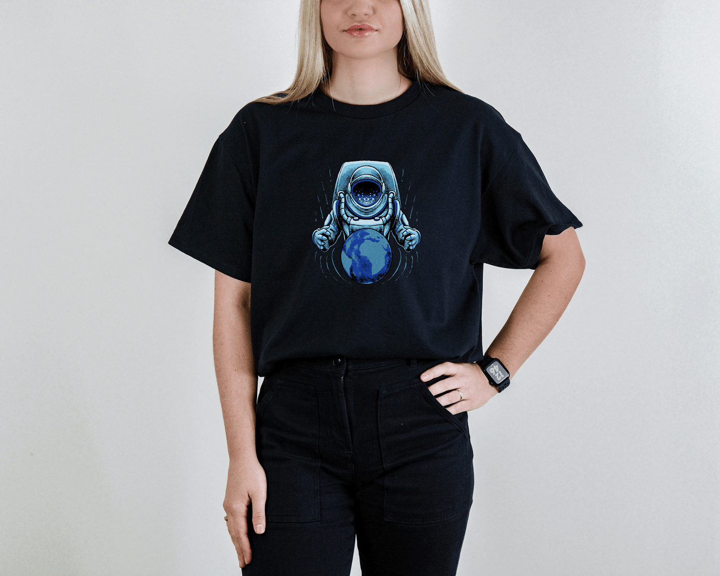 Astronaut Galaxy T-Shirt – Blue Cosmic Space Tee