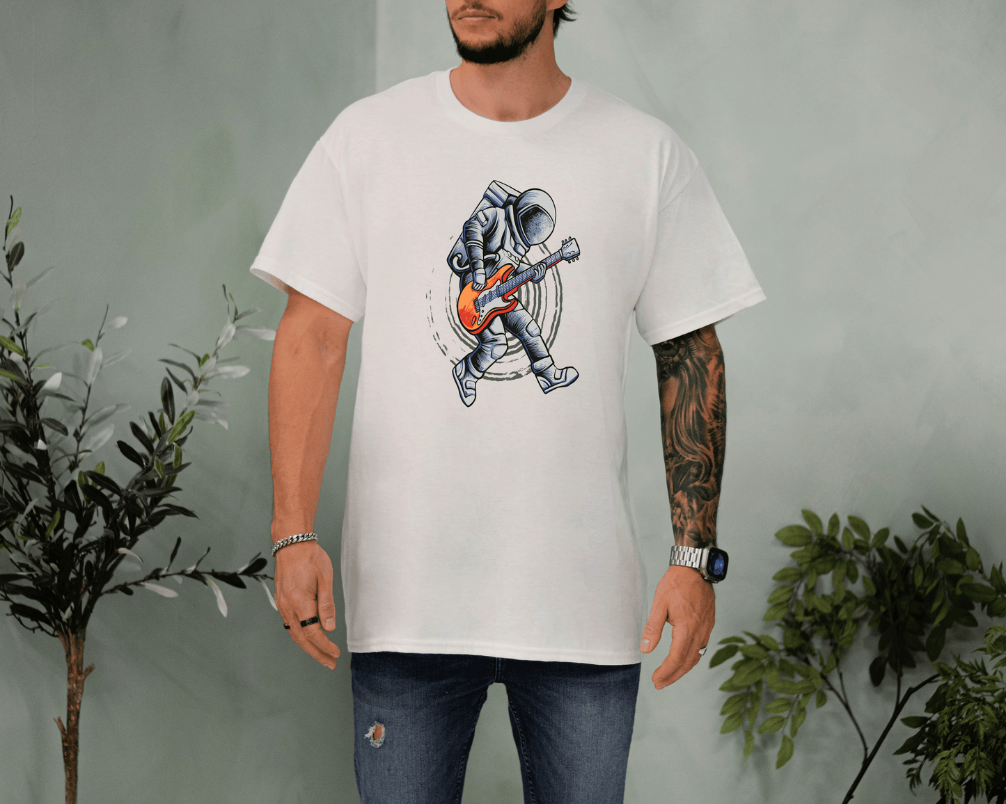 Astronaut Rocking Tee – Space Guitar Player Shirt
