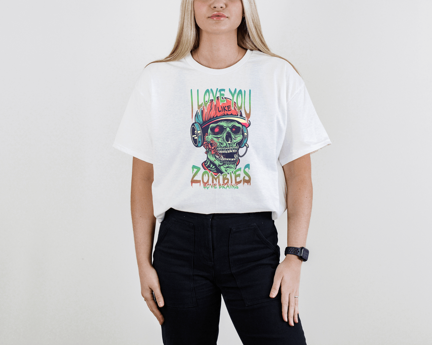 I love you Like zombies Loves Brains Tee – Funny Undead Shirt