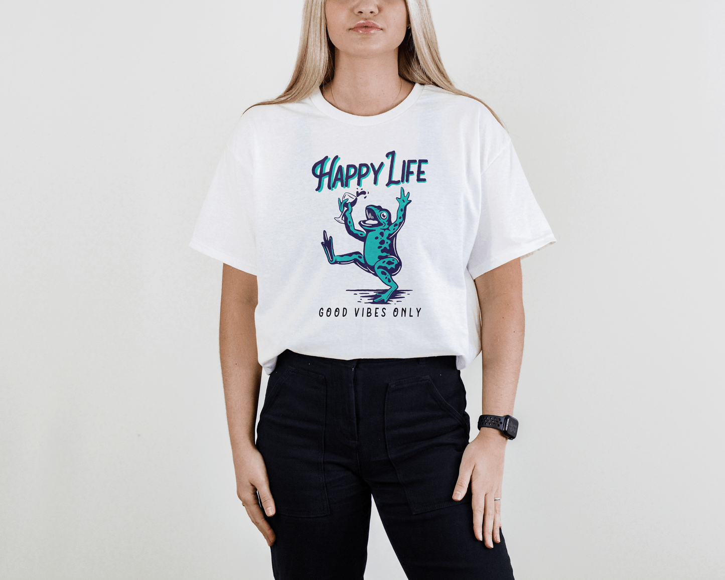 Happy Life Frog Tee – Good Vibes Shirt