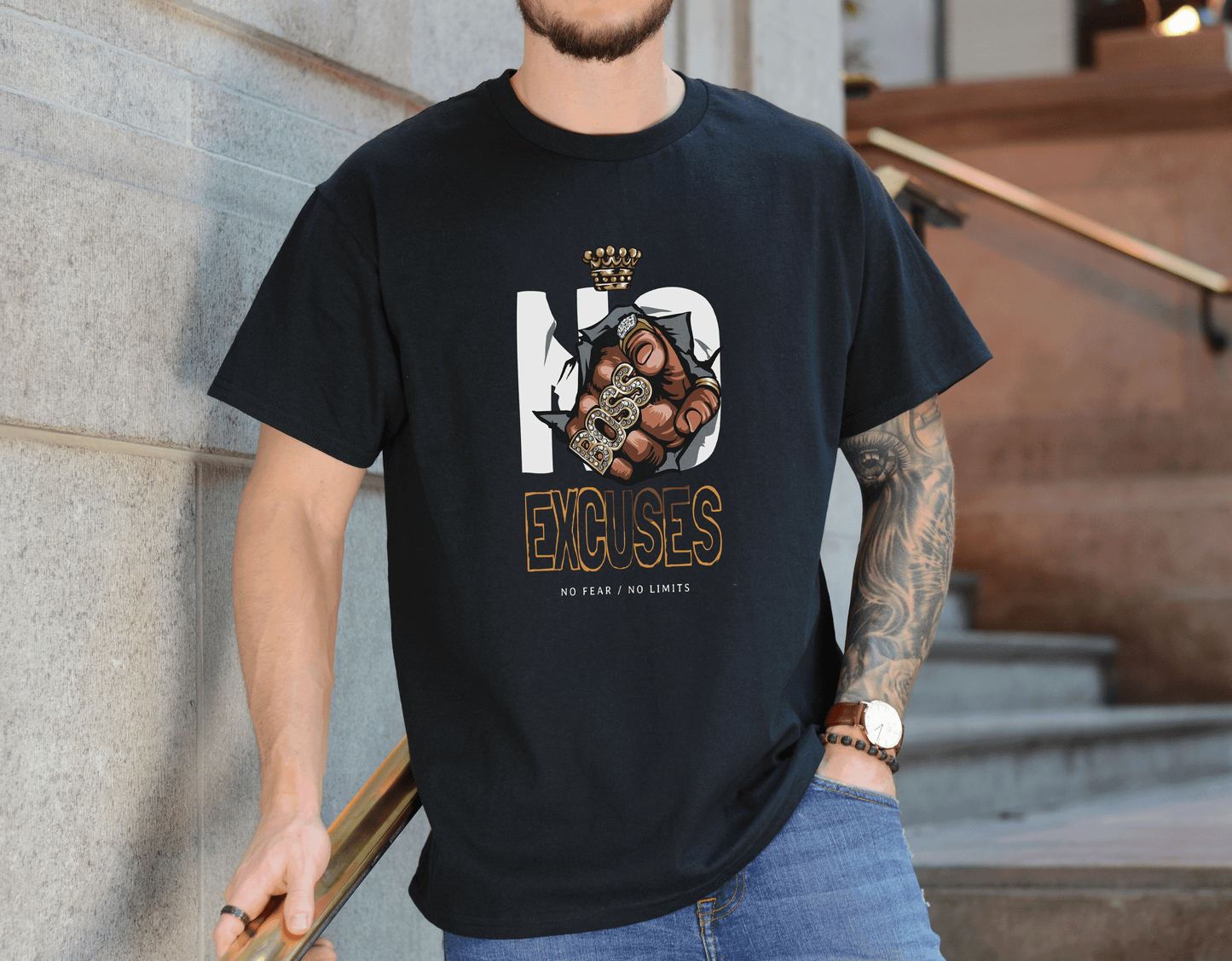 No Excuses Tee – Motivational Statement Shirt