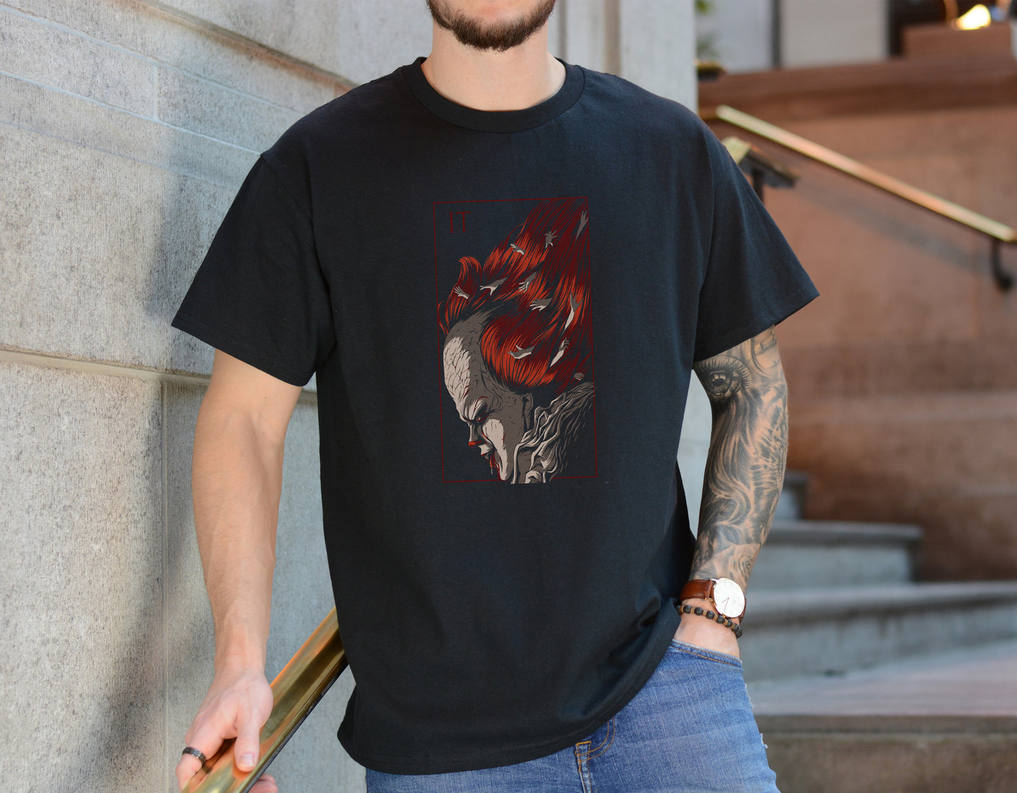 Shadowed Clown Face Tee – Horror Villain Artistic Graphic Shirt
