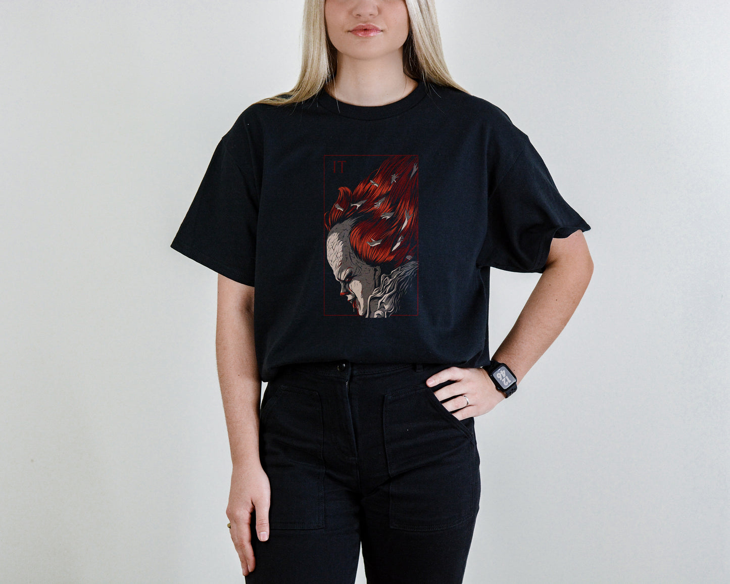 Shadowed Clown Face Tee – Horror Villain Artistic Graphic Shirt