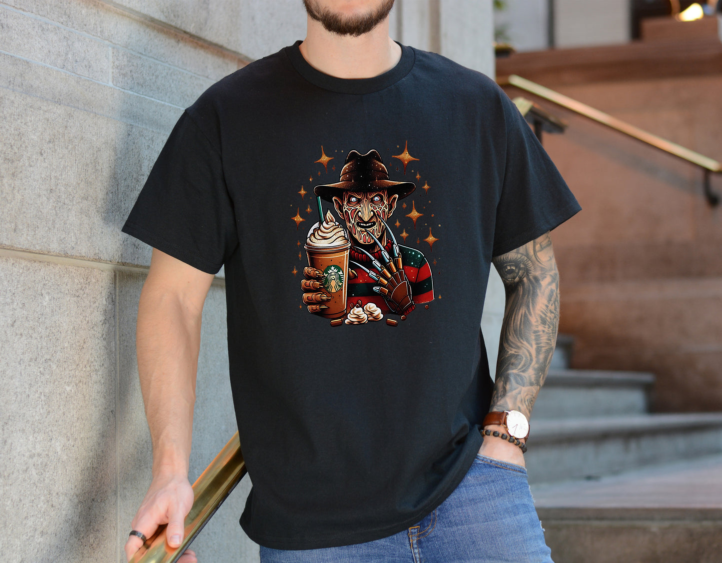 Coffee Nightmare Tee – Horror Parody Latte Lover Shirt