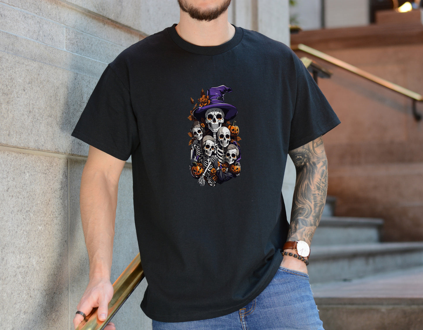 Haunted Skeleton Coven Tee – Witchy Halloween Graphic Shirt