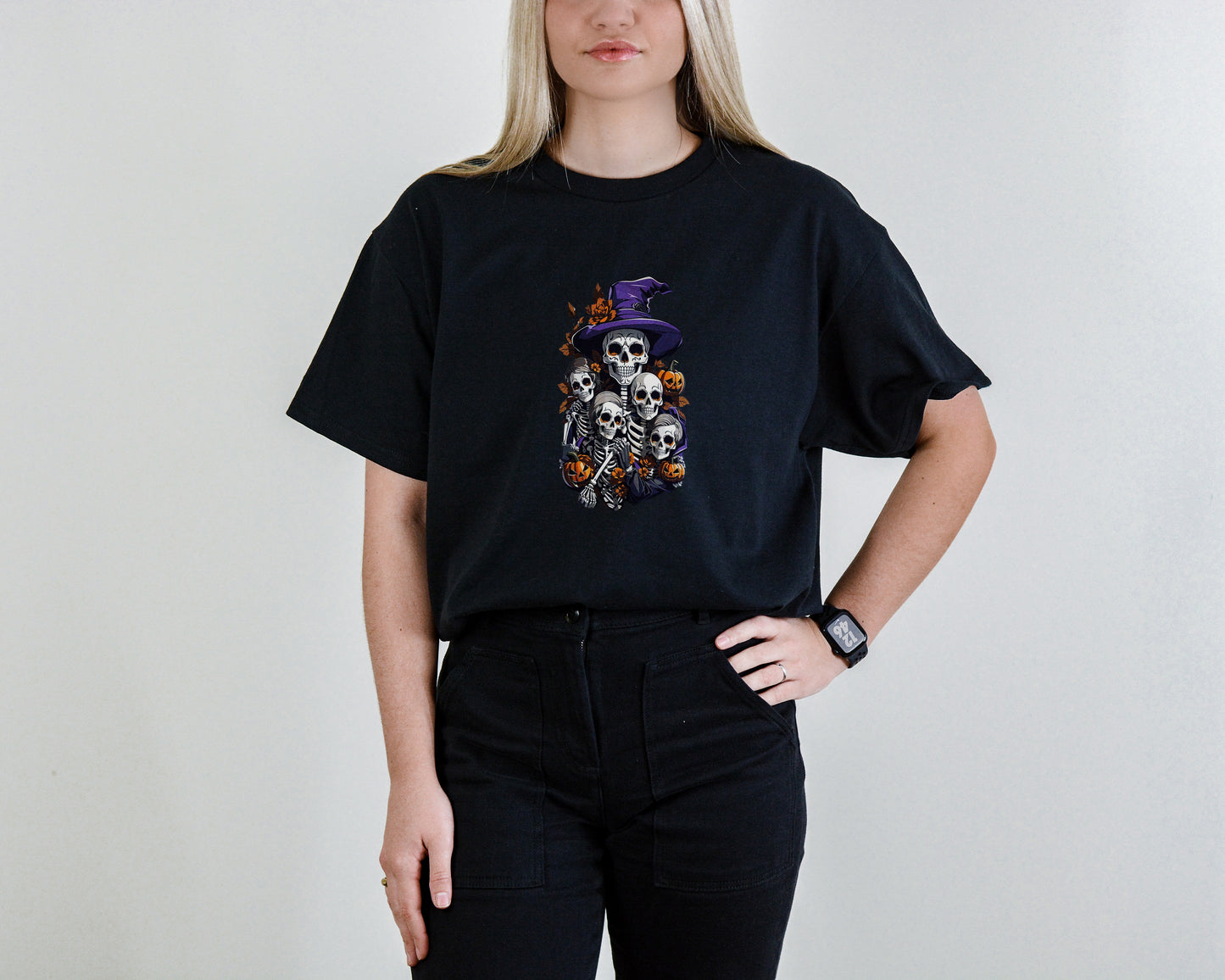 Haunted Skeleton Coven Tee – Witchy Halloween Graphic Shirt