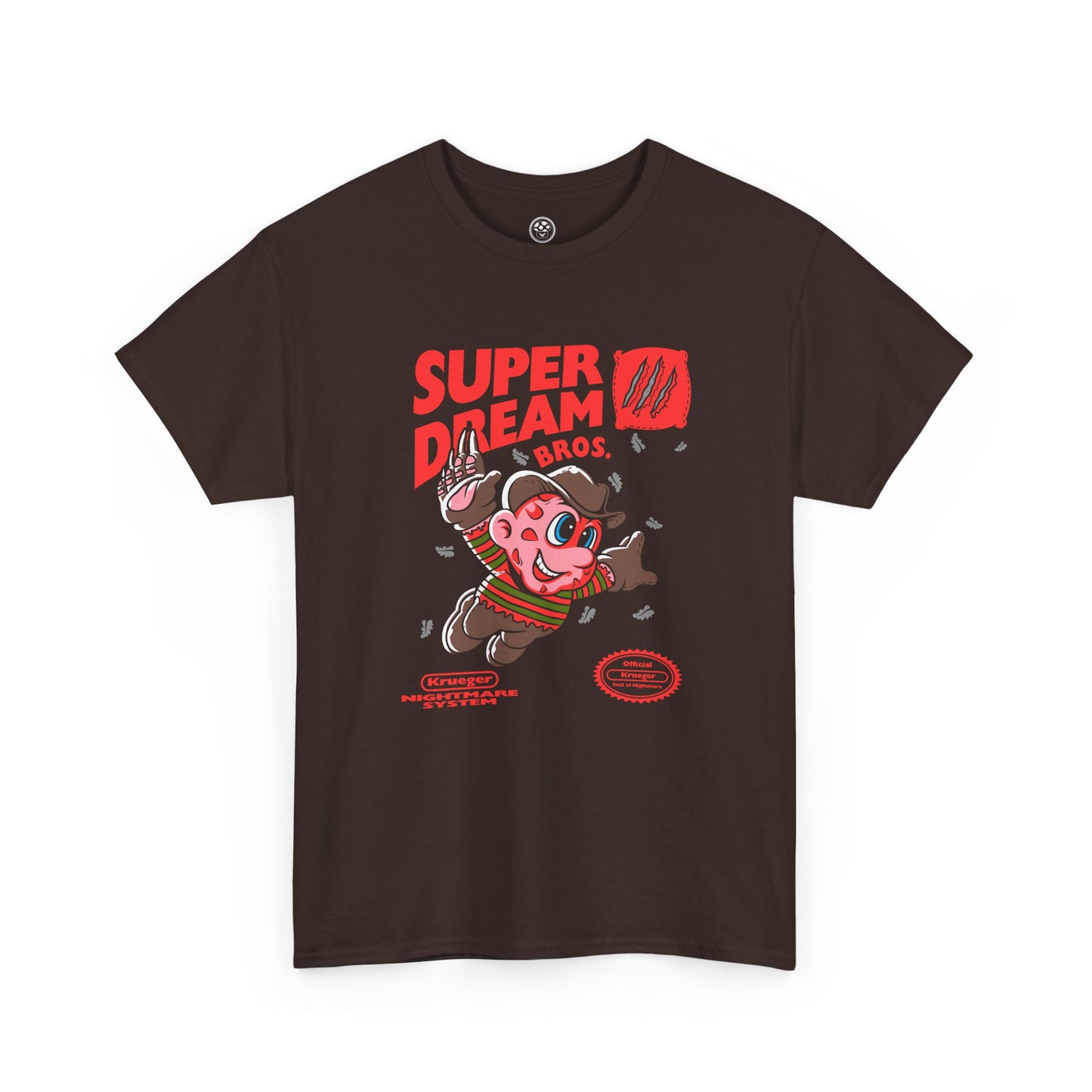 Super Dream Bro Tee – Retro Gamer Horror Mashup Shirt