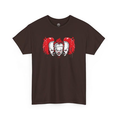 Creepy Clown Duo Tee – Double Face Horror Graphic Shirt