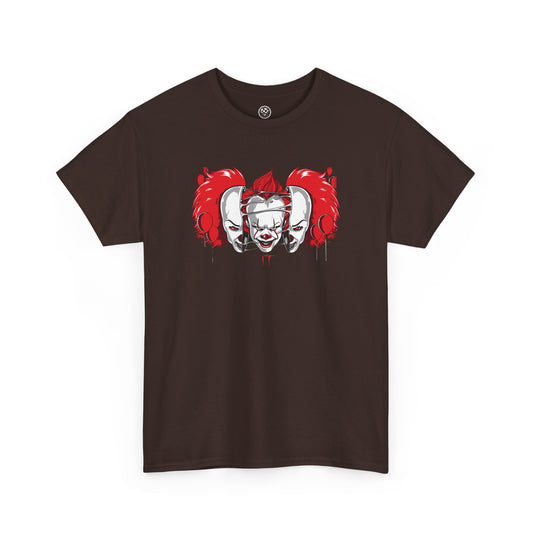 Creepy Clown Duo Tee – Double Face Horror Graphic Shirt