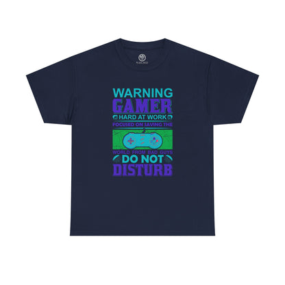 Warning Gamer at Work Tee – Funny Gaming Shirt