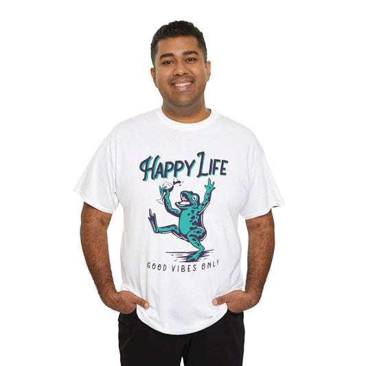 Happy Life Frog Tee – Good Vibes Shirt