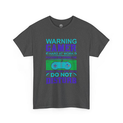 Warning Gamer at Work Tee – Funny Gaming Shirt