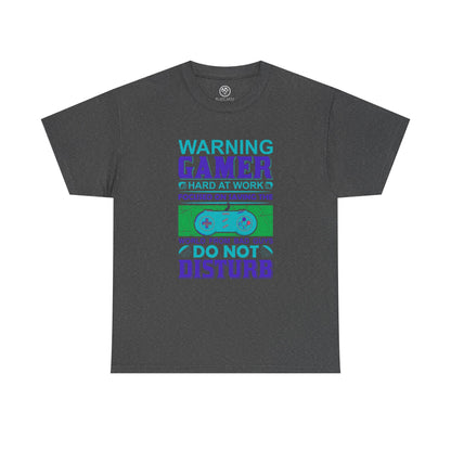 Warning Gamer at Work Tee – Funny Gaming Shirt