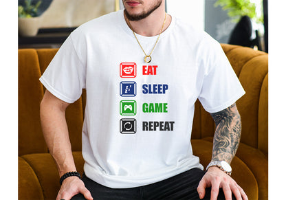 Eat Sleep Game Repeat Tee – Gamer Lifestyle Shirt