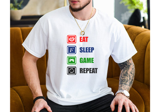 Eat Sleep Game Repeat Tee – Gamer Lifestyle Shirt