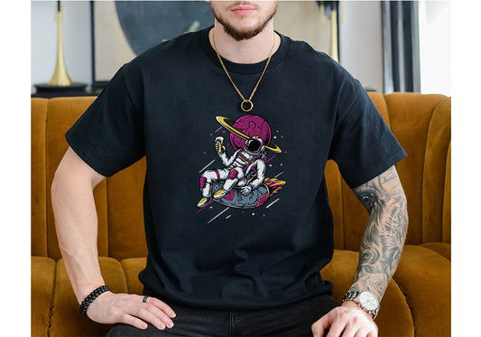 Colorful Astronaut Tee – Trendy Space Cotton Shirt