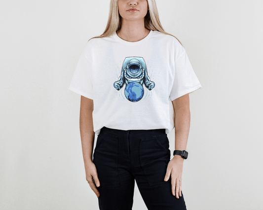 Astronaut Galaxy T-Shirt – Blue Cosmic Space Tee