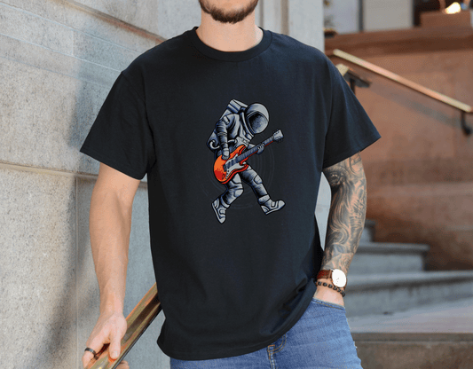 Astronaut Rocking Tee – Space Guitar Player Shirt