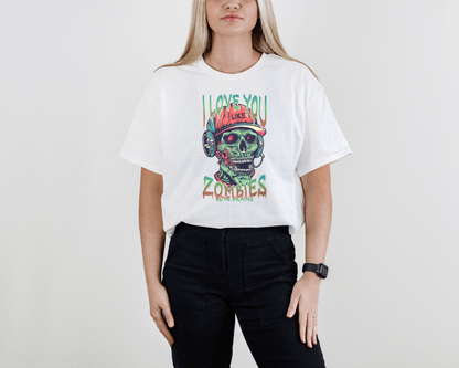 I love you Like zombies Loves Brains Tee – Funny Undead Shirt