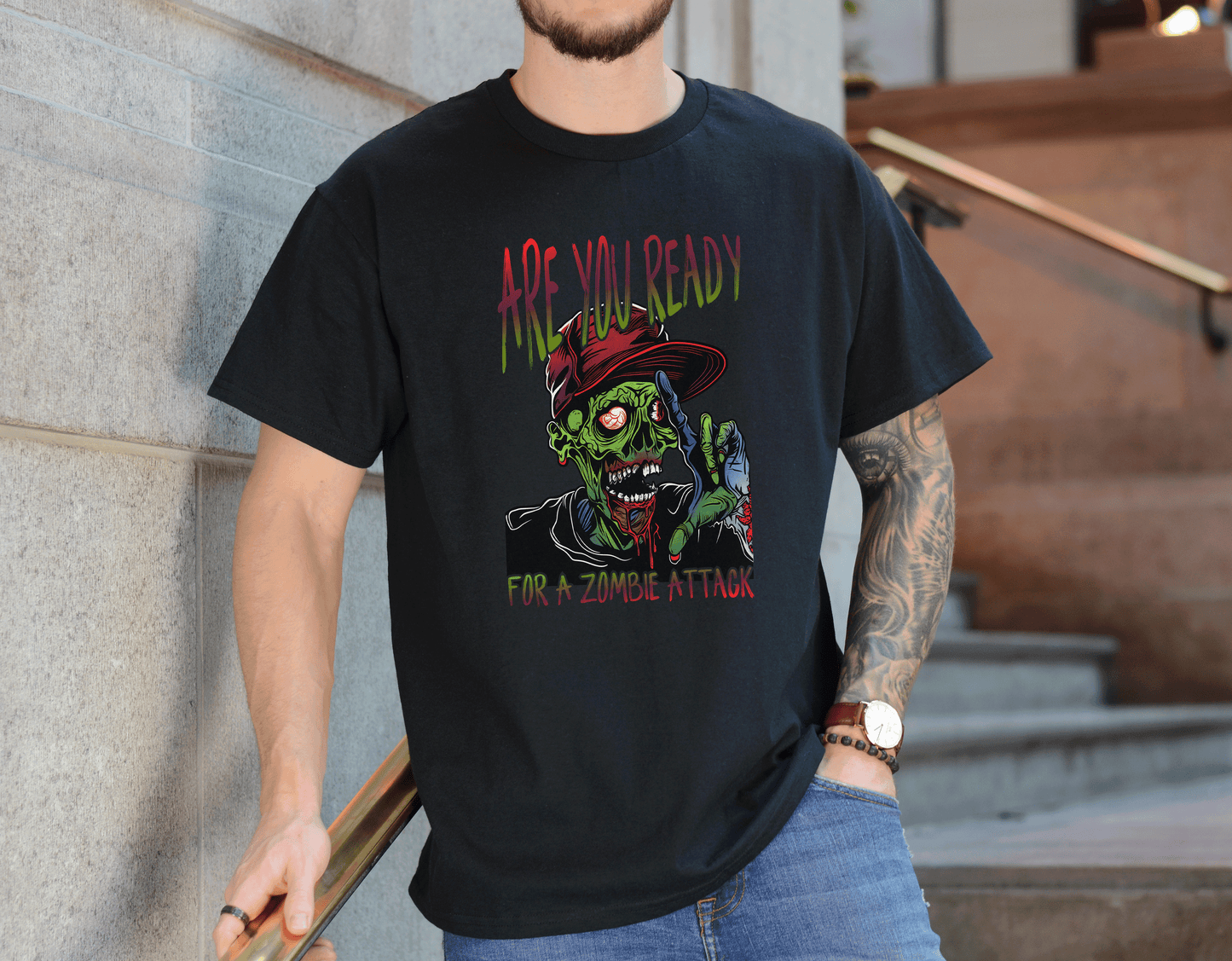 Funny Zombie Attack Tee – Colorful Undead Horror T-Shirt