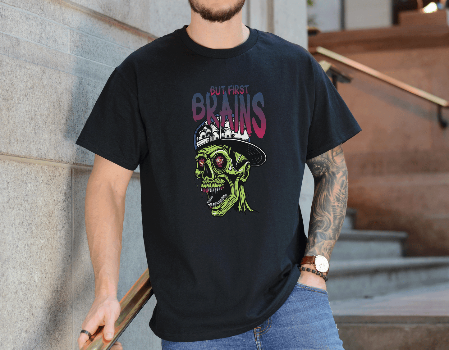 First Brains Zombie Tee – Creepy Horror Undead Shirt