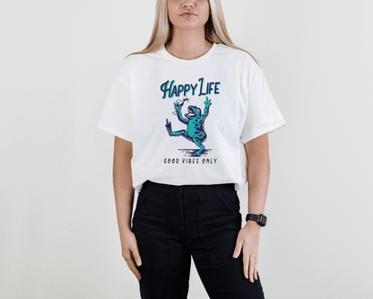 Happy Life Frog Tee – Good Vibes Shirt