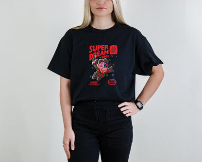 Super Dream Bro Tee – Retro Gamer Horror Mashup Shirt