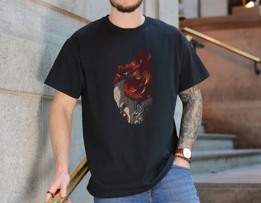 Shadowed Clown Face Tee – Horror Villain Artistic Graphic Shirt