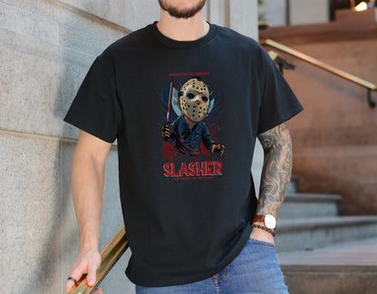 Slasher Night Tee – Retro Horror Villain Graphic Shirt