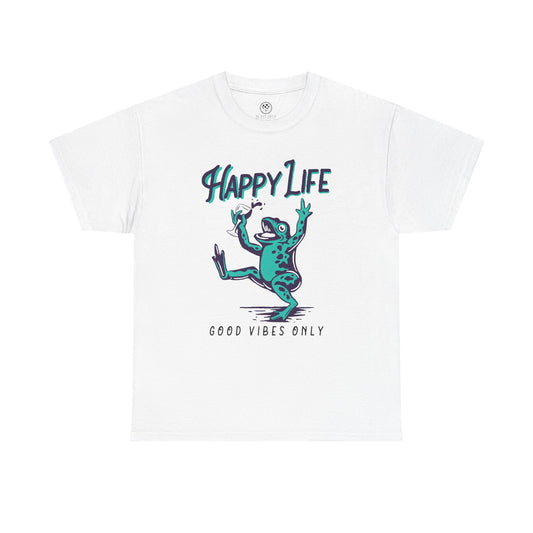 Happy Life Frog Tee – Good Vibes Shirt