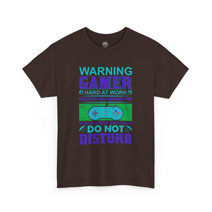 Warning Gamer at Work Tee – Funny Gaming Shirt