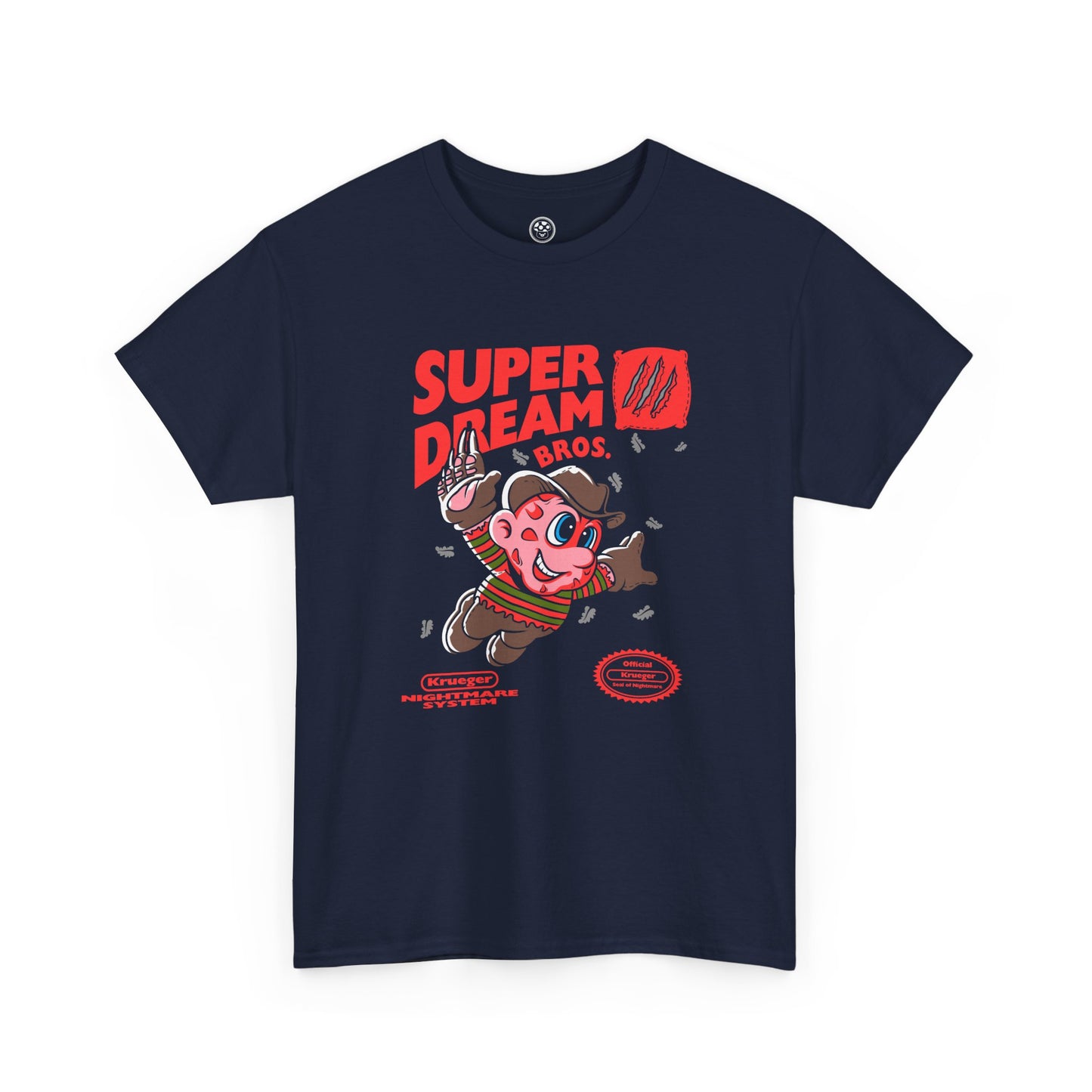Super Dream Bro Tee – Retro Gamer Horror Mashup Shirt