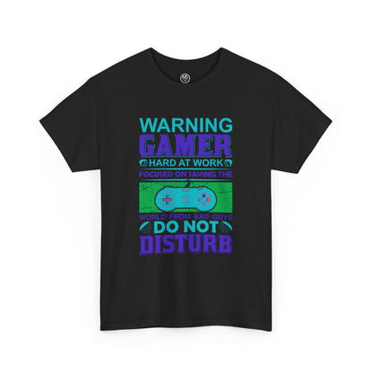 Warning Gamer at Work Tee – Funny Gaming Shirt